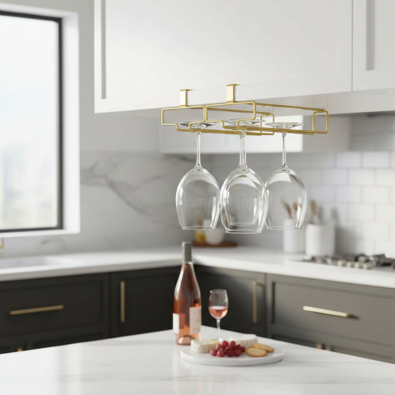 Wall Mounted Wine Glass Rack Gold