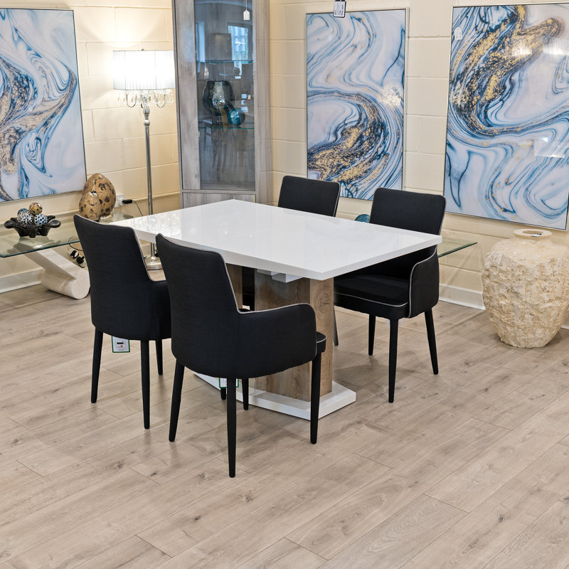Hershel 4 - Person Butterfly Leaf Dining Set, Black, White/Oak