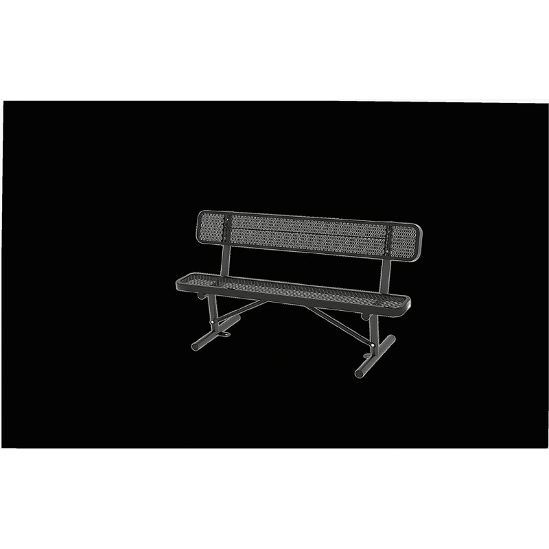 Banc de parc extérieur en métal robuste 6pi avec dossier, (pieds boîte-2-chaise)