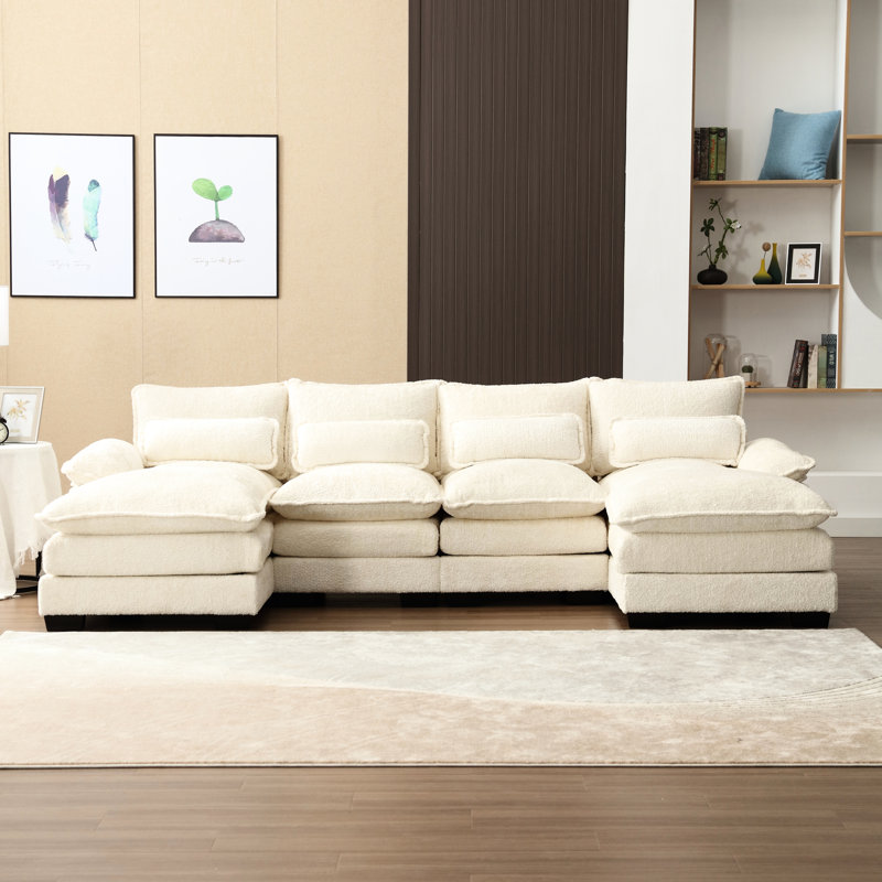 Canapé modulaire en U en chenille, pratique et élégant rembourré en U avec chenille, confortable