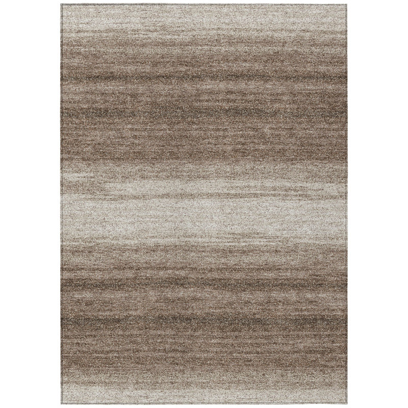 Tapis extérieur lavable rayé brun et beige 5 pi x 8 pi