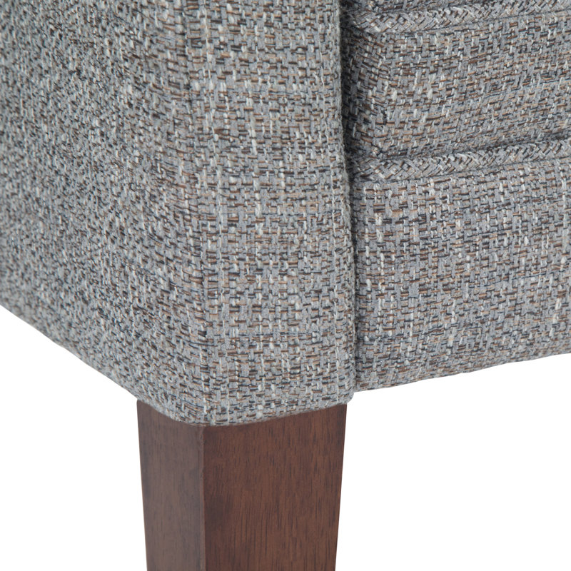 Pebble Grey Upholstered Bedroom Bench with Low Back and Swooped Arms