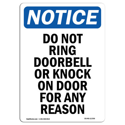 Do Not Ring Doorbell or Knock on Door for Any Reason Sign