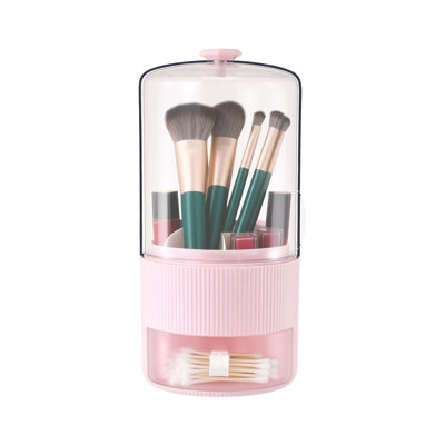 Makeup Brush Holder, Storage Organizer with Cover for Cosmetic Brushes, Toothbrushes, Eyebrow Pencils