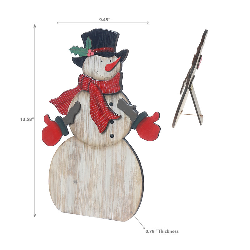 Décoration en bois bonhomme de neige