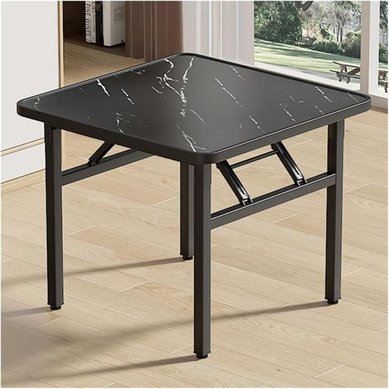 Denniston Metal Base Dining Table, 51cm H x 60cm L x 60cm W, Black, Black