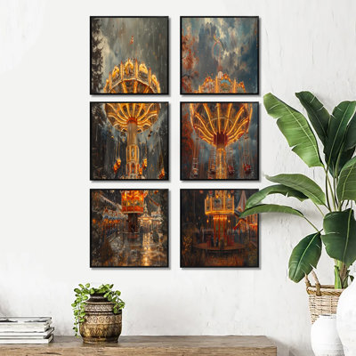 Carousel «Amusement Parks Adventure» - ensemble d'art mural en toile de 6 parcs d'attractions