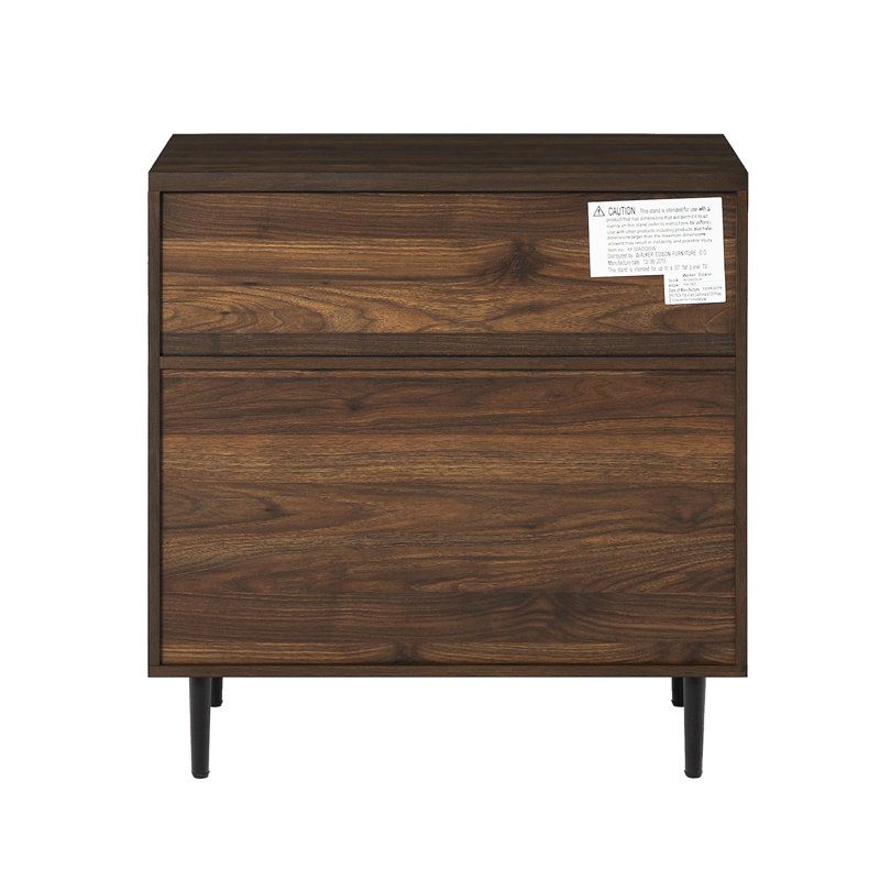 Dark Walnut Freestanding Modern Accent Cabinet with Shelves