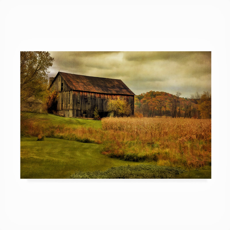 Toile d'extérieur «Old Barn on Rainy Day» par Lois Bryan, H 32 po x l 22 po x P 1,5 po