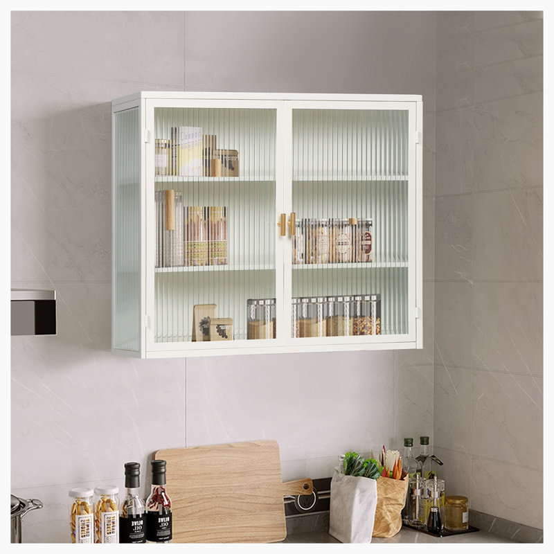 Metal 2 - Door Square Wall Accent Cabinet with Shelves, White