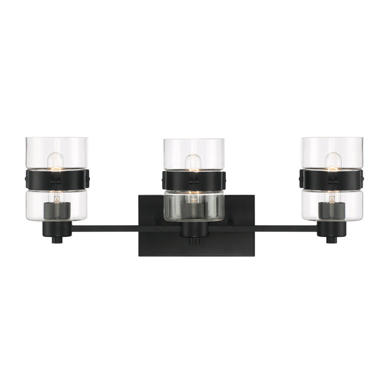 Éclairage pour meuble-lavabo noir mat à 3 lumières à intensité variable Mccurley