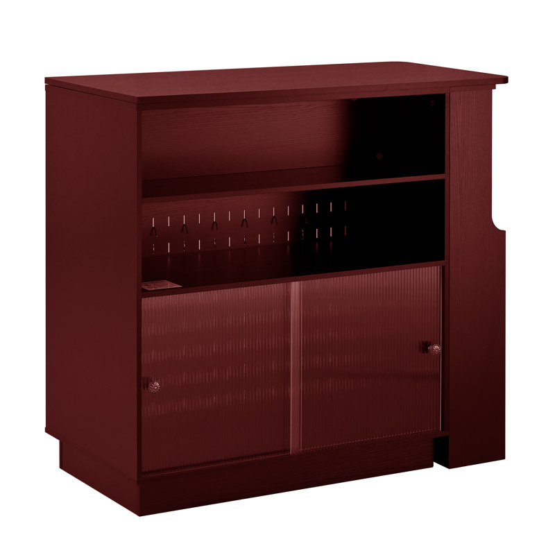 Kitchen Island With Extendable Dining Table, Red