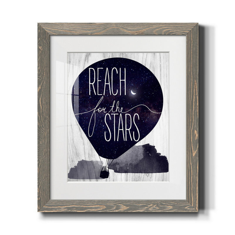 Reach for the Stars - Reproduction d'art textuel sur papier encadré, H 24 po x l 18 po x P 1,5 po, gris