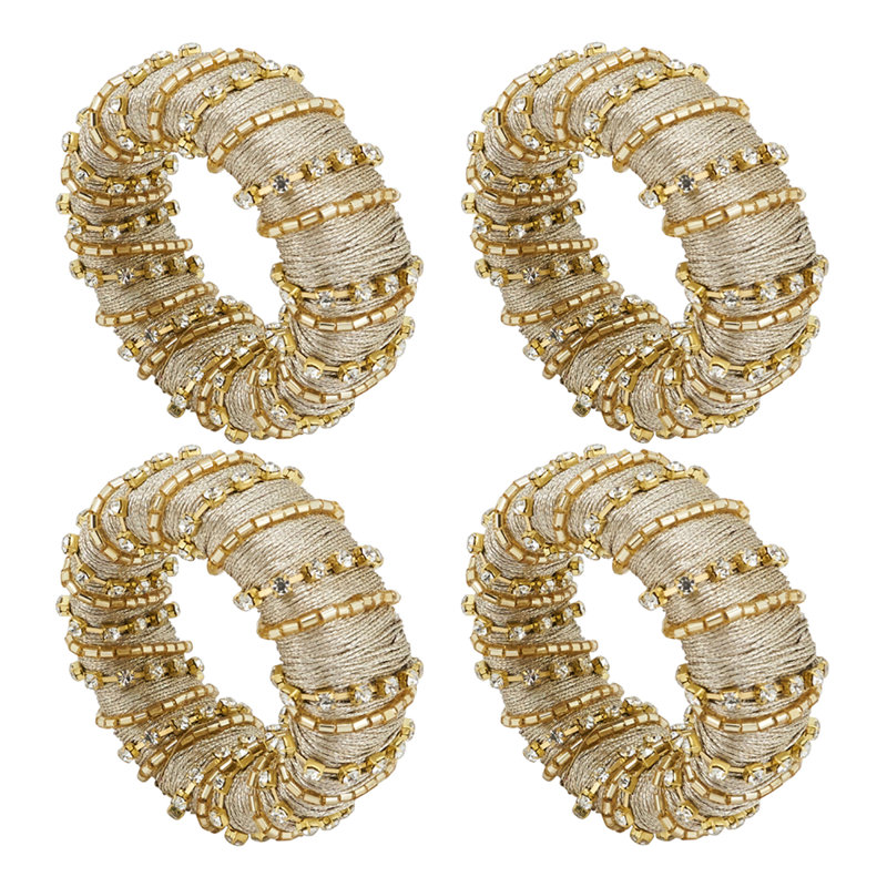 Fer, porte-serviette perles de verre, Or