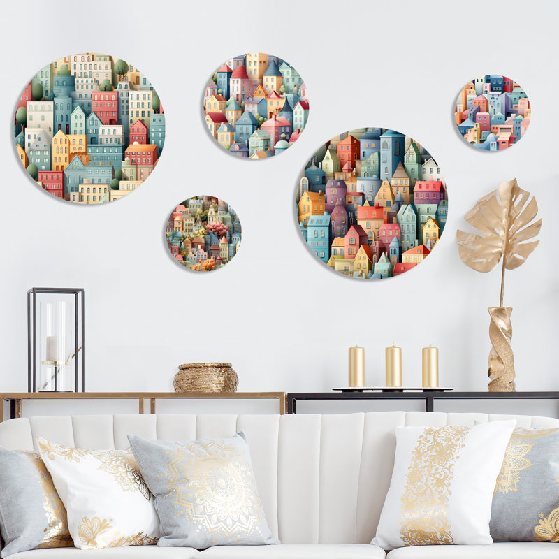 Concannon - Ensemble abstrait d'art mural abstrait rond de 5