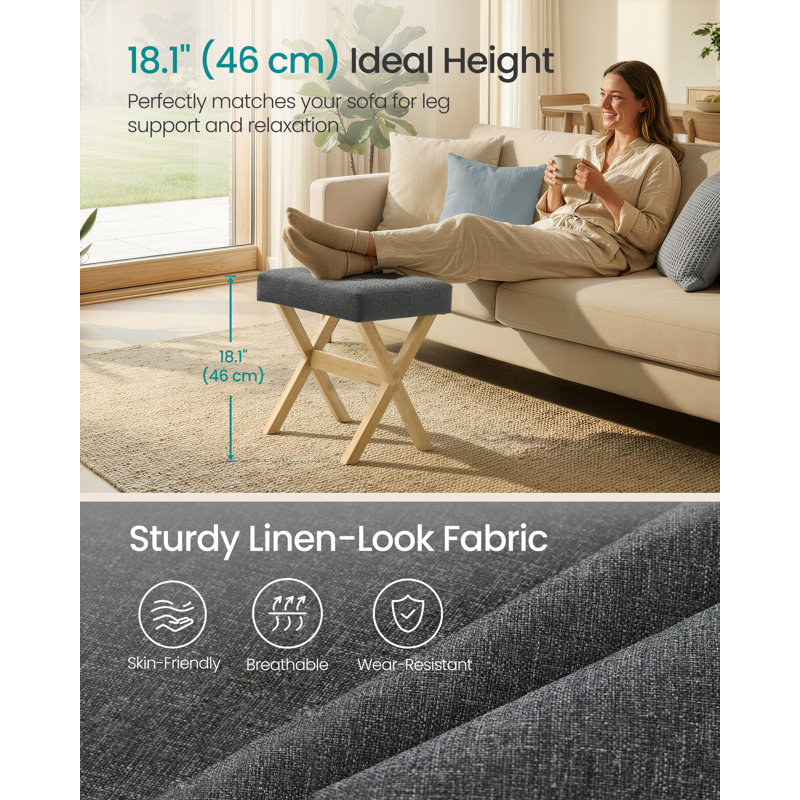 42cm Wide Cube Ottoman, Grey