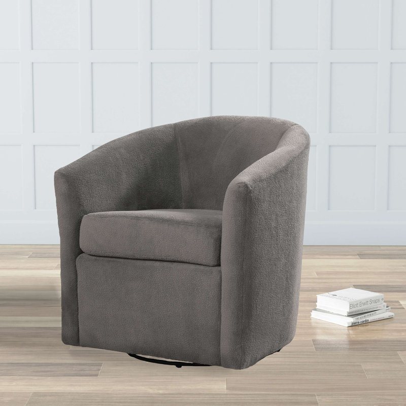 Fauteuil d'appoint pivotant Barrel, Brun cendré