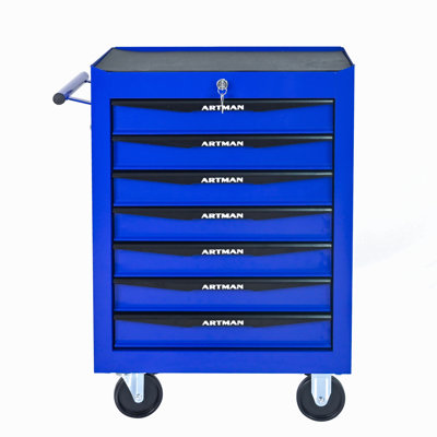 Coffre à outils roulant en métal avec 7 tiroirs, armoire à outils à 7 tiroirs de 20 po avec glissières à roulement à billes, coffre à outils en acier