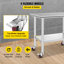 Table de travail en acier inoxydable 89 x 61 x 84 cm, capacité de charge de 136 kg, 4 roues, 3 hauteurs réglables, table de préparation alimentaire robuste pour cuisines professionnelles et restaurants, argent-62288015