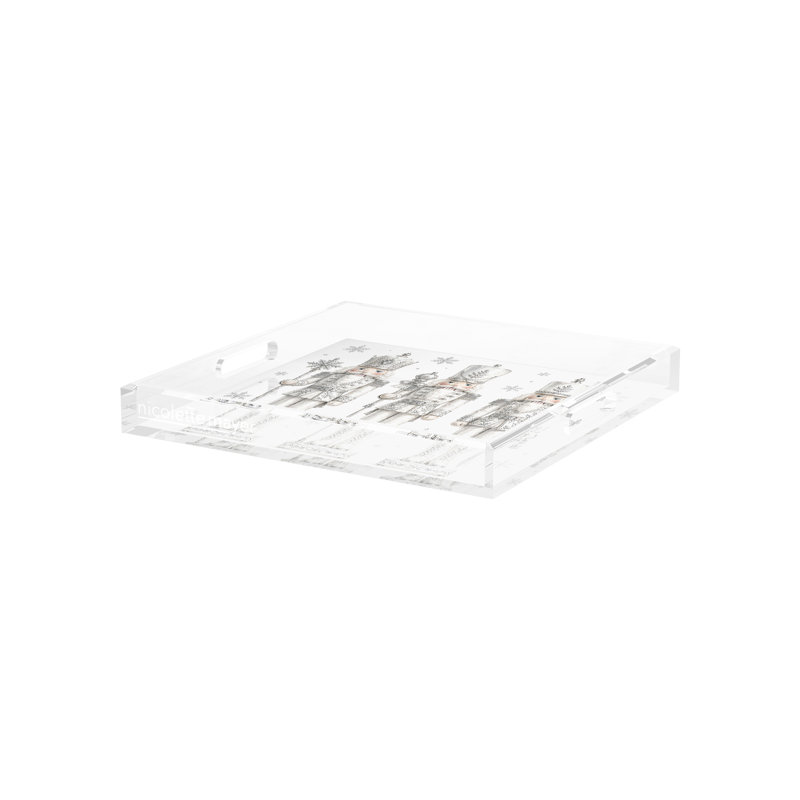 Acrylic Decorative Tray, 12"W x 12"D, Silver