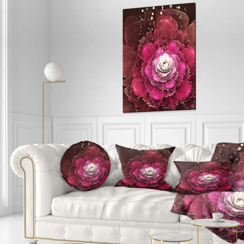 Fractale fleur rose rouge - coussin imprimé floral