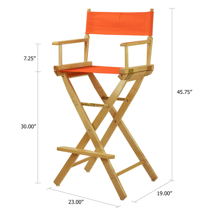 Chaise de réalisateur pliante de 30 po avec toile, Naturel, Mandarine