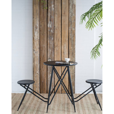 Table d'appoint et sièges de style industriel 62,52 x 24 x 32,3 po, fer, noir Home Decor 62,52 x 24 x 32,3 po, accessoire contemporain