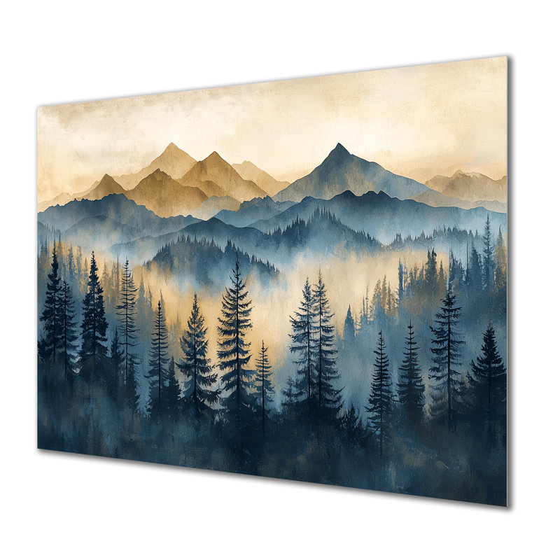 «Majestic Natures Layers Of Mountains III», reproduction d'art traditionnelle en métal, montagnes, art mural en métal