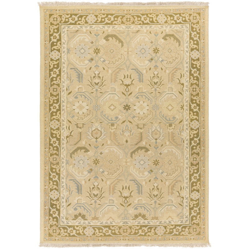 Tapis en laine noué à la main ivoire Rupert, Rectangle 4 pi x 6 pi