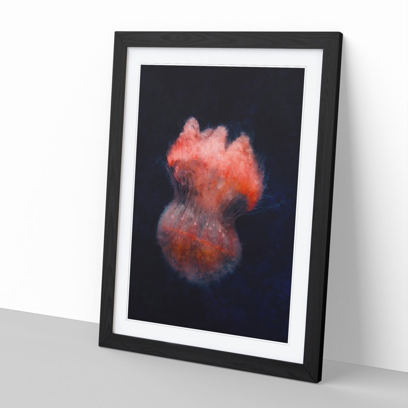 Jellyfish Vol.5 - Picture Frame Painting, Black, 48cm H x 36cm W x 2cm D