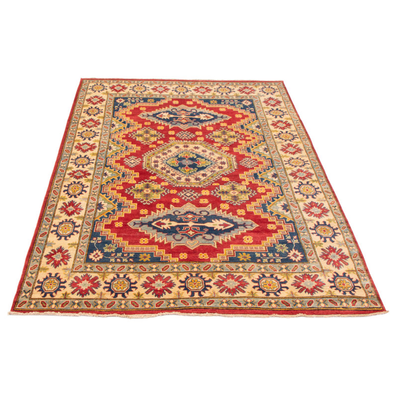 Tapis unique en laine noué à la main nouvel âge en rouge / or clair Albiero