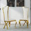 Ensemble de table de salle à manger 78 pouces blanche et dorée avec 8 chaises en cuir blanches-1292125835-1292125831