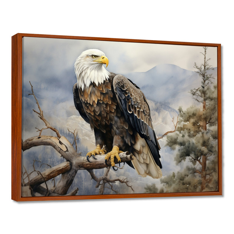 «Bold Eagle Noble Perch», reproduction sur toile Aigle, H 12 po x l 20 po, Cadre photo argenté