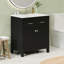 Meuble-lavabo de 76 cm avec lavabo en céramique, armoire noire moderne, 2 portes et étagère en forme de U pour un rangement pratique du lavabo, armoire à 2 portes, fermeture douce et silencieuse.