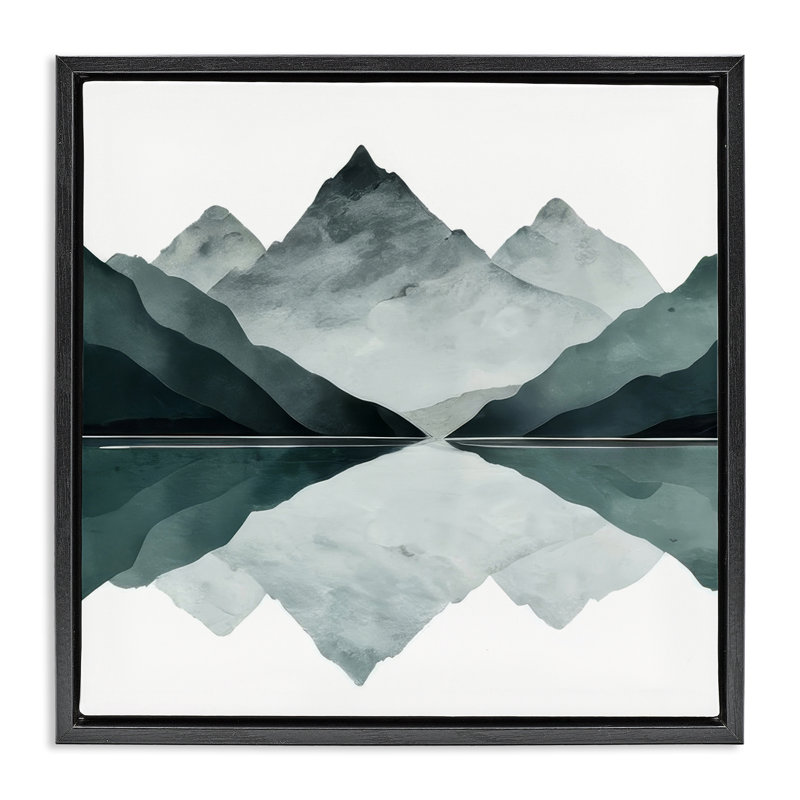 «Earth & Water Landscape», art mural encadré flottant par Denise Dundon, H 18 po x l 18 po, Cadre flottant noir de jais