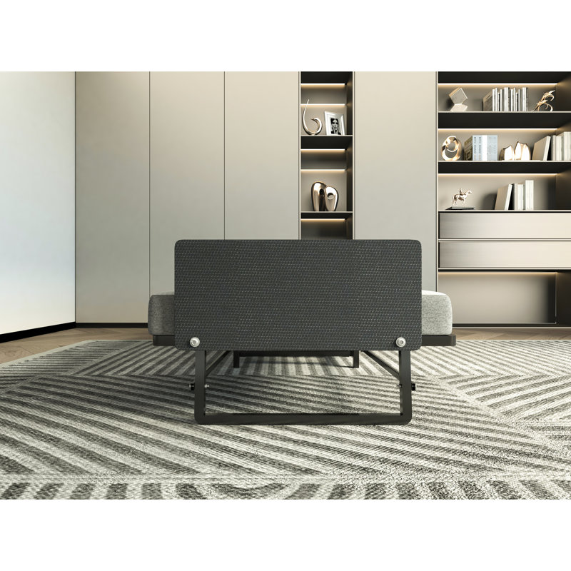 Lit pliant en métal avec matelas en mousse de 4 po, mobile pour chambre à coucher et dortoir, matelas confortable à assemblage simple et 4 roulettes, taille simple