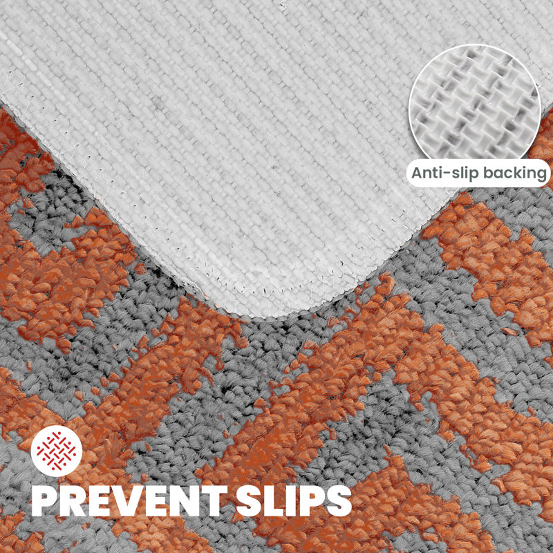 Akinori Polypropylene Plastic Non-Slip Bath Mat, Orange