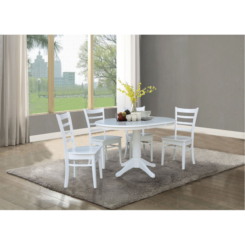 Ensemble de salle à manger extensible Deriya, 5 pièces : 1 table, 4 chaises, Blanc