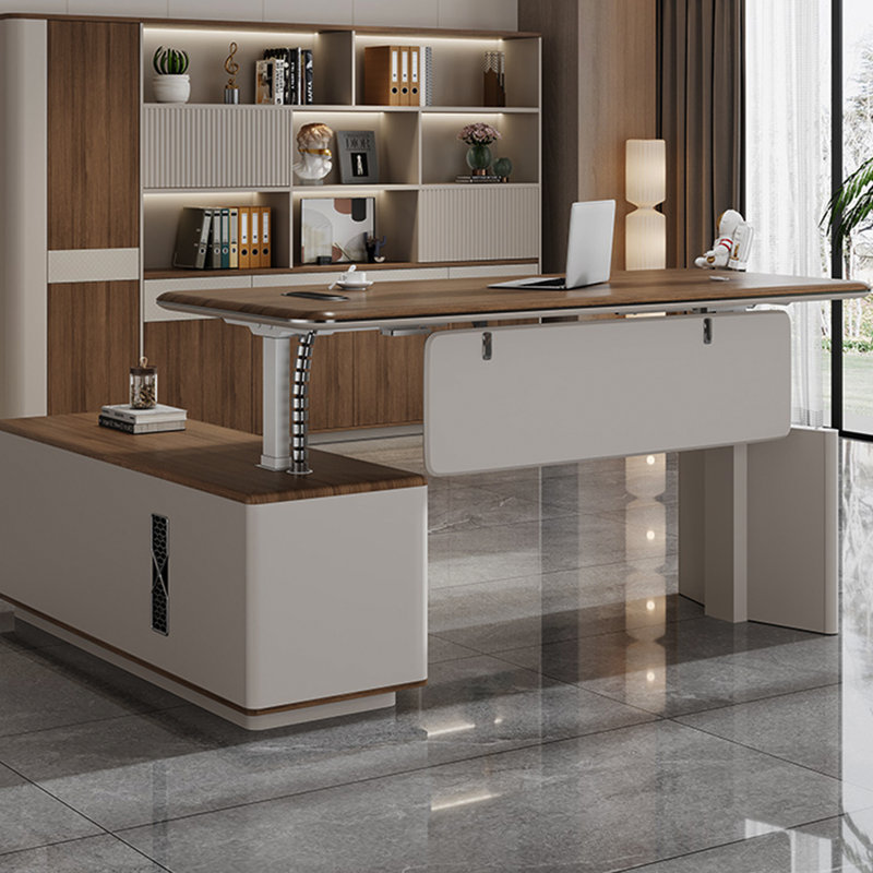 Bureau de direction électrique moderne en L à hauteur réglable de luxe Modern Light, Droite
