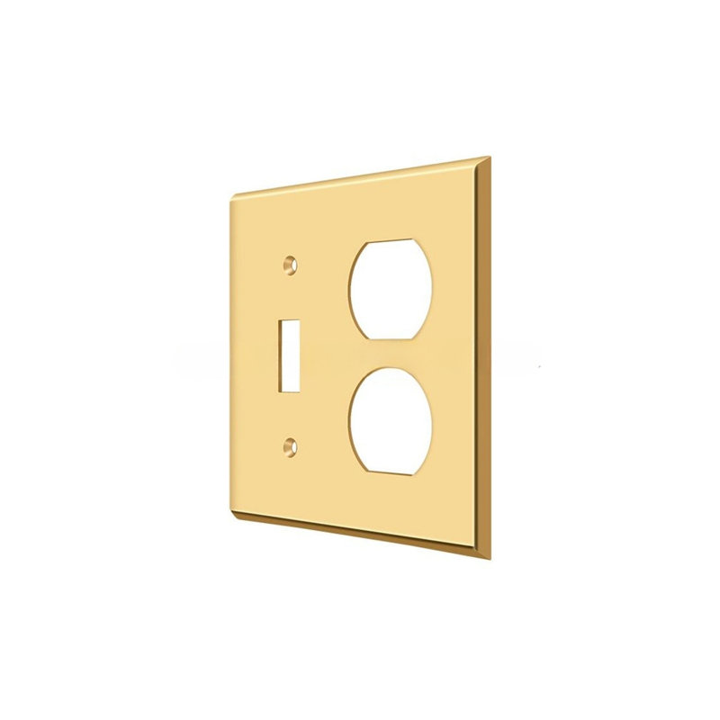 Deltana SWP4762CR003 Switch Plate, Single Switch/Double Outlet in PVD Polished Brass
