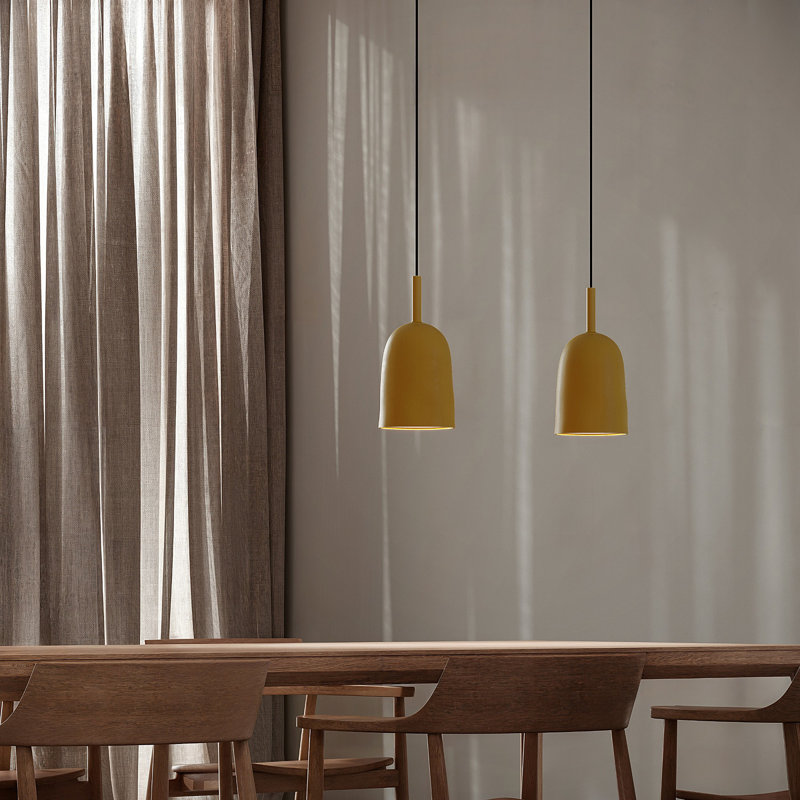Vessel Pendant Light, 18" H x 14.5" W x 9" D, Mustard, Black