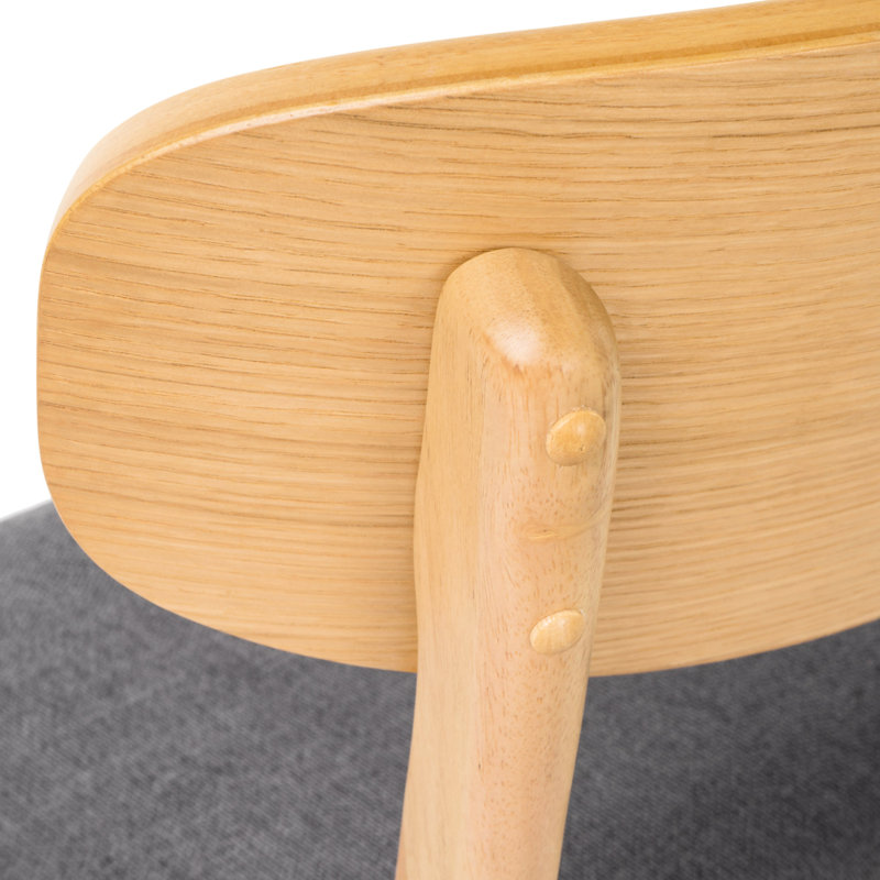 De 2 chaises de salle à manger - Chaise en tissu gris foncé avec siège et pieds en bois d'hévéa massif en chêne naturel (2) pieds confortables