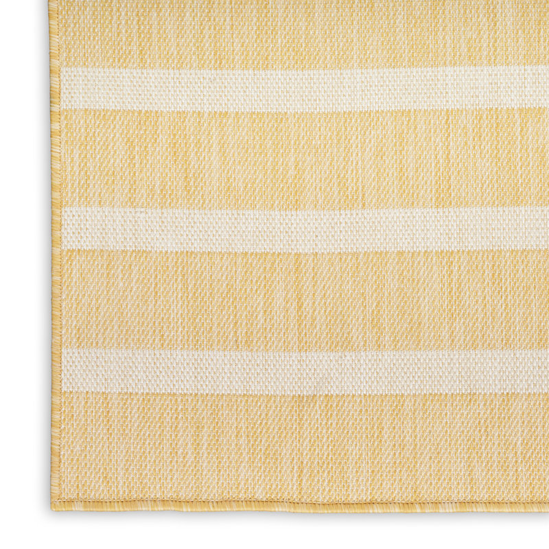 Shaila Striped Indoor / Outdoor Rug, Rectangle 7' x 10', Yellow/Ivory