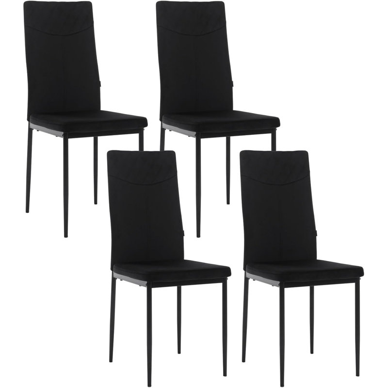 Evelie 47cm H Velvet Upholstered Metal Side Chair, Black