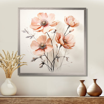Fleur de pêche minimaliste beige - art mural floral
