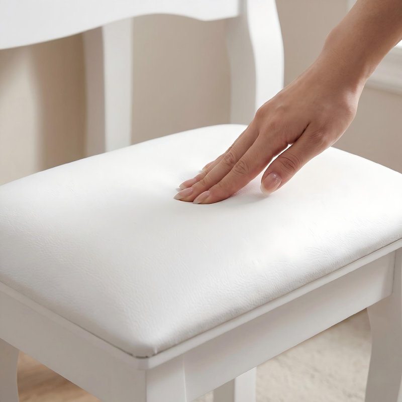 Berber Sleek Design Solid Vanity Stool for Making Up, White