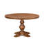 L'ensemble de salle à manger 5 pièces se compose d'une table de cuisine à piédestal et de 4 chaises de salle à manger en tissu de lin brun clair capitonné - noyer antique-553437100-553862735