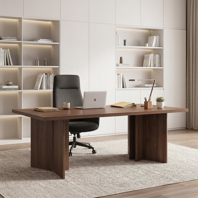 Hussan 50'' W L-Shaped Computer Desk, 71 Wide, Brown