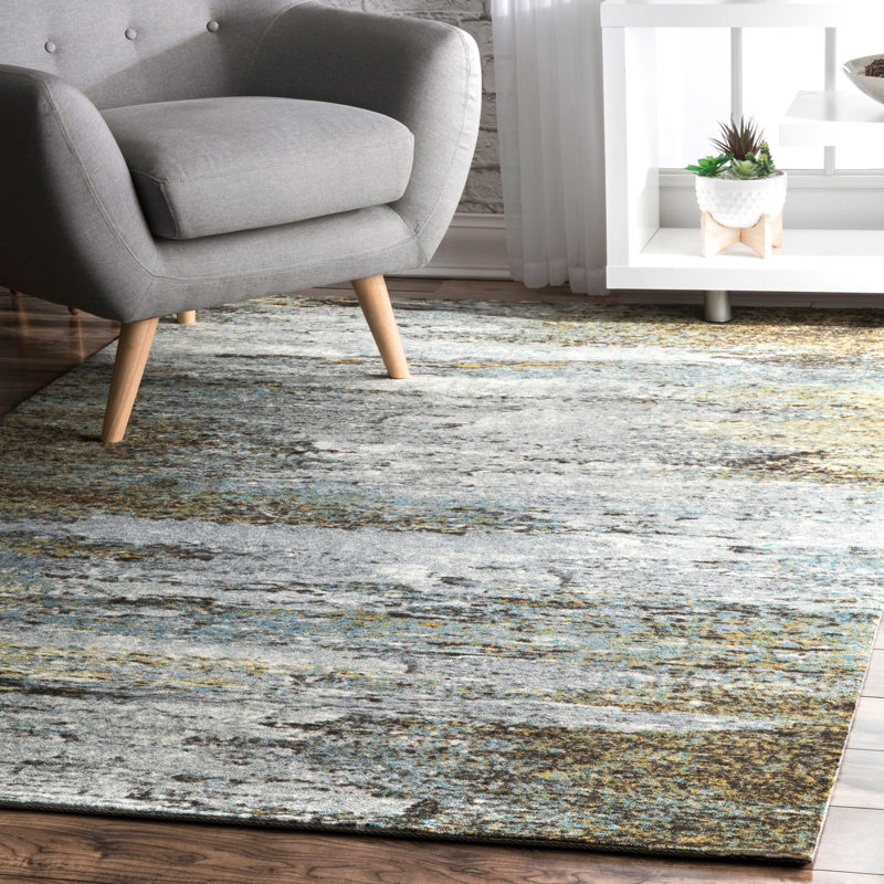 Tapis blanc / vert Myrtille, Rectangle 4 pi x 6 pi