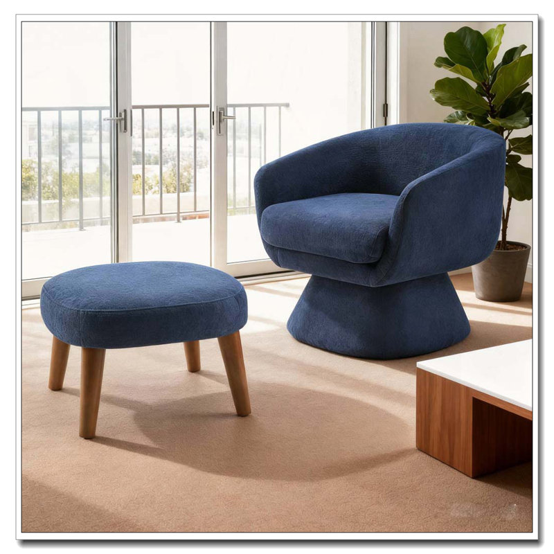 Chaise de loisir rembourrée avec repose-pieds, Bleu